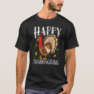 Happy Thanksgiving Day Funny Cute Pilgrim Turkey T-shirt