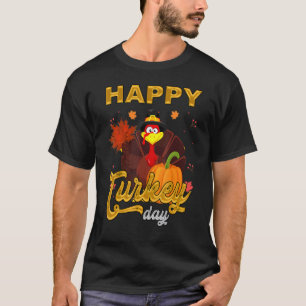 Happy Thanksgiving Day Funny Cute Pilgrim Turkey T-shirt