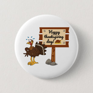 Happy Thanksgiving Day Funny Ronde Button 5,7 Cm