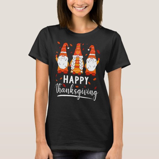 Happy Thanksgiving Day Gnomen Herfst G T-shirt (Voorkant)