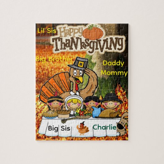 Happy Thanksgiving Day Jigsaw Family Grateful Legpuzzel (Verticaal)