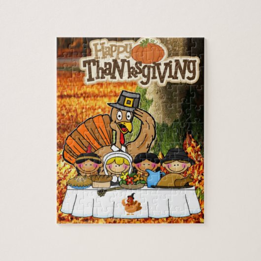 Happy Thanksgiving Day Jigzaag Puzzle Legpuzzel (Verticaal)