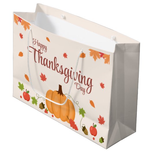 Happy Thanksgiving Day party Groot Cadeauzakje (Voorkant Gekanteld)