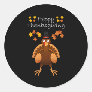 Happy Thanksgiving Day Pilgrim Turkije Ronde Sticker