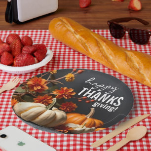 Happy Thanksgiving Day Pompoen Bloemen Papieren Bordje