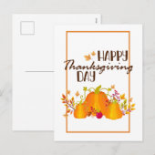 Happy Thanksgiving Day Pumpkin met Leaves Herfst Feestdagenkaart (Voorkant / Achterkant)