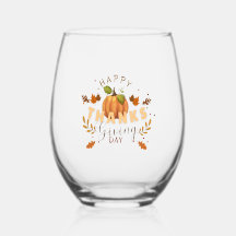 Happy Thanksgiving Day Pumpkin stemloos wijnglas