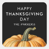 Happy Thanksgiving Day Sticker with Pumpkin (Voorkant)