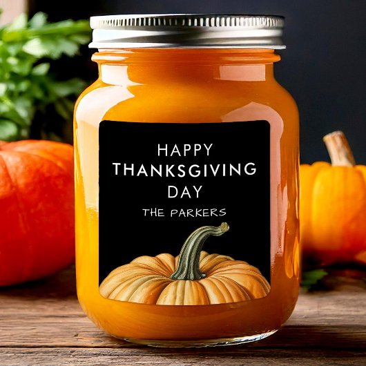 Happy Thanksgiving Day Sticker with Pumpkin