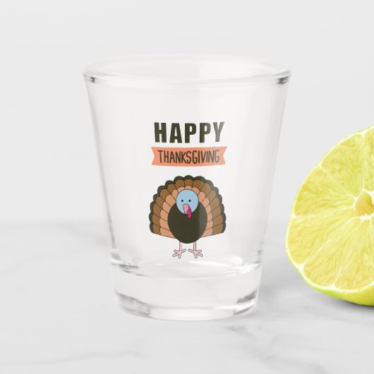 Happy Thanksgiving Day Turkey Grateful Holiday Shot Glas (Voorkant)