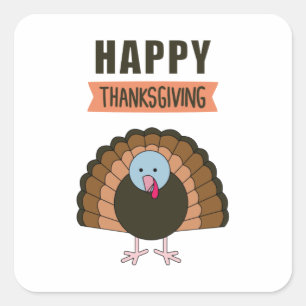 Happy Thanksgiving Day Turkey Grateful Holiday Vierkante Sticker