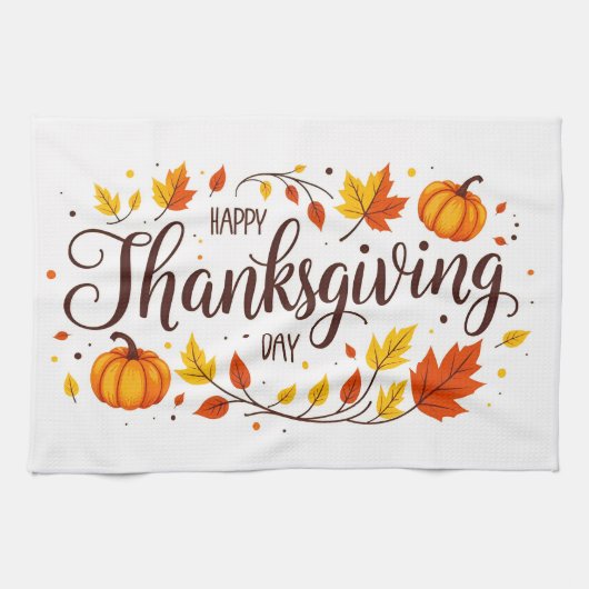 Happy Thanksgiving Day Witte Keuken Handdoek (Horizontaal)