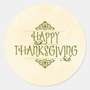Happy Thanksgiving Decoratieve Typografie Ronde Sticker