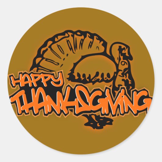 HAPPY THANKSGIVING DESIGN RONDE STICKER (Voorkant)
