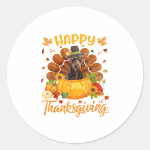 Happy Thanksgiving Doberman Dog Turkey Pumpkin Ronde Sticker