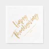 Happy Thanksgiving eenvoudig modern penseelscript Folie Servetten (Voorkant)