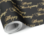 Happy Thanksgiving Elegant Faux Gold Foil script Cadeaupapier (Rol Hoek)
