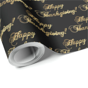 Happy Thanksgiving Elegant Faux Gold Foil script Cadeaupapier