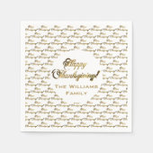 Happy Thanksgiving Elegant Faux Gold Foil script Servet (Voorkant)