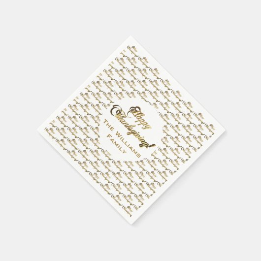 Happy Thanksgiving Elegant Faux Gold Foil script Servet (Hoek)