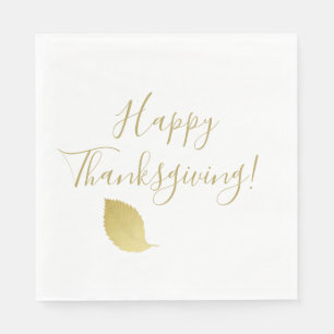 Happy thanksgiving - Elegant Gold Autumn Leaf Servet