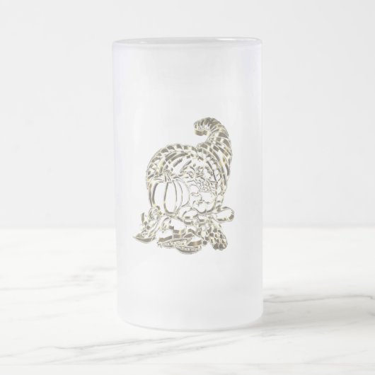 Happy Thanksgiving Elegant Golden Cornucopia Matglas Bierpul (Center)