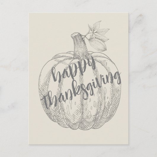 Happy Thanksgiving Elegant Rustiek Pompoen Briefka Feestdagenkaart (Voorkant)
