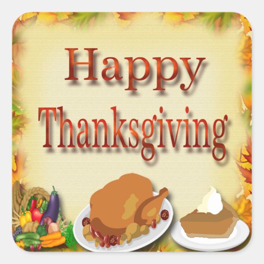 Happy Thanksgiving Envelope Seals Vierkante Sticker (Voorkant)