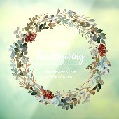 Happy Thanksgiving Evergreen Eucalyptus Floral Raamsticker (Vel 3)
