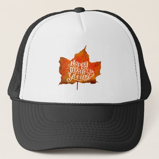 HAPPY THANKSGIVING FALL LEAVES AUTUMN LEAF TRUCKER PET (Voorkant)