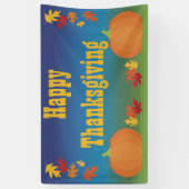 Happy Thanksgiving Fall Leaves en Pumpkins Spandoek (Verticaal)