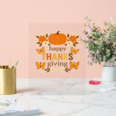 Happy Thanksgiving Floral Pumpkin Classic T-shirt Acryl Bord (Huwelijk)