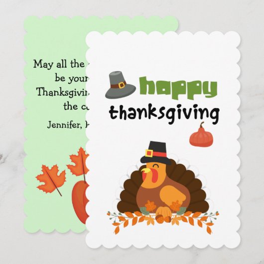 Happy Thanksgiving- Fun Turkey Card Kaart (Voorkant / Achterkant)
