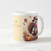 Happy Thanksgiving, Funny Turkey Specialty Mug Extra Grote Beker (Voorkant rechts)