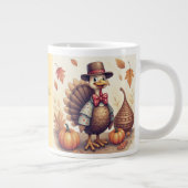 Happy Thanksgiving, Funny Turkey Specialty Mug Extra Grote Beker (Rechts)