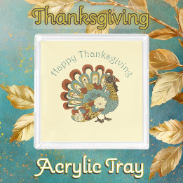 Happy Thanksgiving gedempt Herfst kleur Turkije Acryl Dienblad