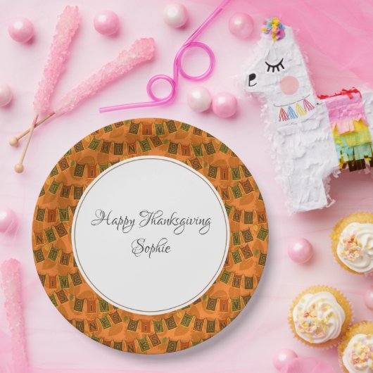 Happy Thanksgiving gepersonaliseerd Papieren Bordje (Feest)