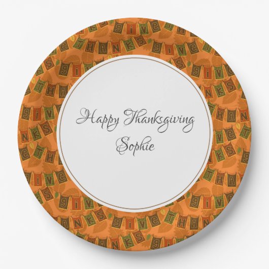Happy Thanksgiving gepersonaliseerd Papieren Bordje (Voorkant)