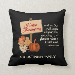 HAPPY THANKSGIVING Gepersonaliseerd Phil 4:19 ZWAR Kussen