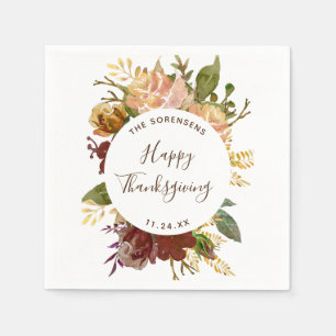 Happy Thanksgiving Gepersonaliseerde Bloemen Herfs Servet