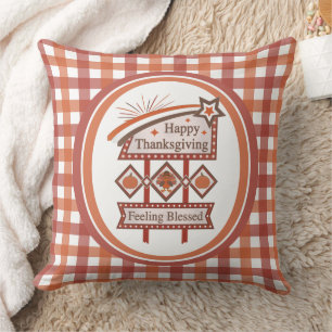 Happy Thanksgiving Gezegend Retro Teken Kussen