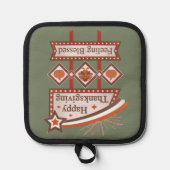 Happy Thanksgiving Gezegend Retro Teken Pannenlap (Voorkant)