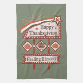 Happy Thanksgiving Gezegend Retro Teken Theedoek (Verticaal)