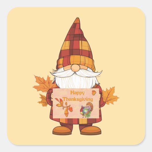 Happy Thanksgiving Gnome Sticker (Voorkant)