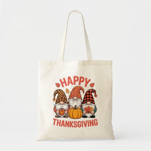 Happy Thanksgiving Gnomes Herfst seizoen Tote Bag (Voorkant)