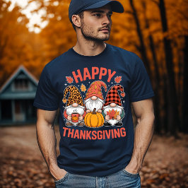Happy Thanksgiving Gnomes Schattigee koffie en pom T-shirt