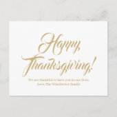 Happy Thanksgiving Gold aangepaste script elegant Briefkaart (Voorkant)