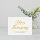 Happy Thanksgiving Gold aangepaste script elegant Folie Feestdagen Briefkaart (Staand Voorkant)