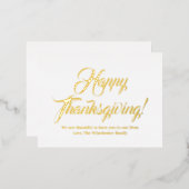 Happy Thanksgiving Gold aangepaste script elegant Folie Feestdagen Briefkaart (Voorkant / Achterkant)