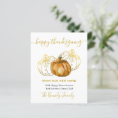 Happy Thanksgiving Gold Pumpkin - Nieuw thuisadres (Staand voorkant)